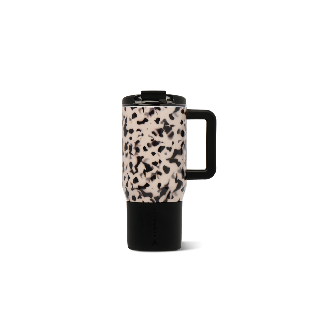 Blonde tortoise stainless steel cup with a handle