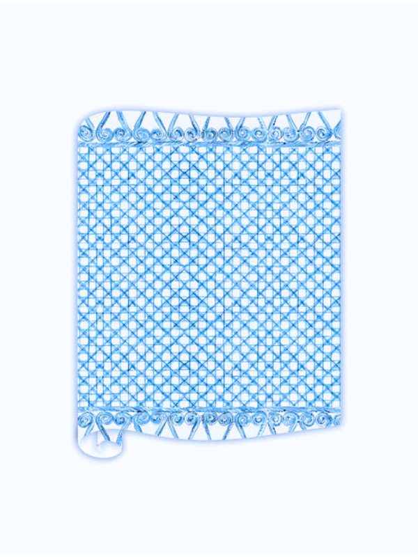 blue trellis pattern table runner