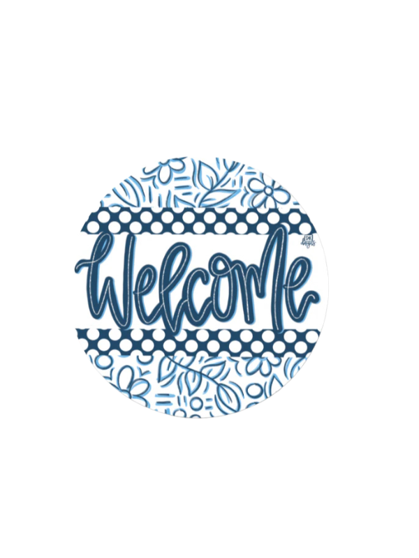 Blue Circle Welcome Door Hanger