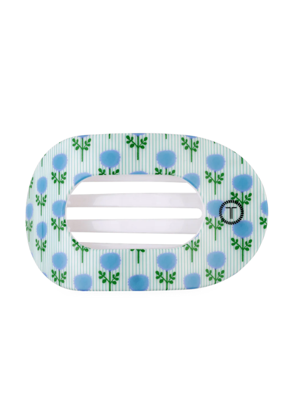 Laura Park x Teletie blue merigold large round hair clip.