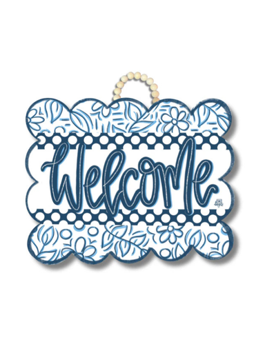 Blue Scallop Welcome Door Hanger 