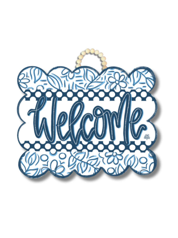 Blue Scallop Welcome Door Hanger 
