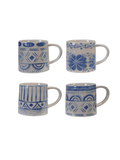 Blue & White Stoneware 14oz Mug with Tile Pattern 4 styles