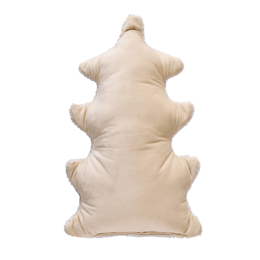 Blue and Cream Shaped Pagoda Hook Pillow velvet back 
