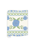 blue and green flower print table runner