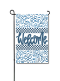 blue and white dot flag