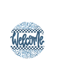Blue and White Welcome Mini attachment