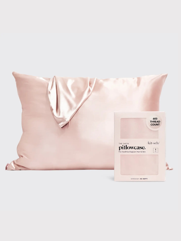 Pink satin pillow case with zipper by kitsch 
