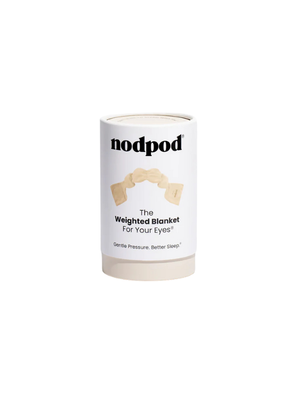 White cylindrical container labeled 'nodpod' on a white background