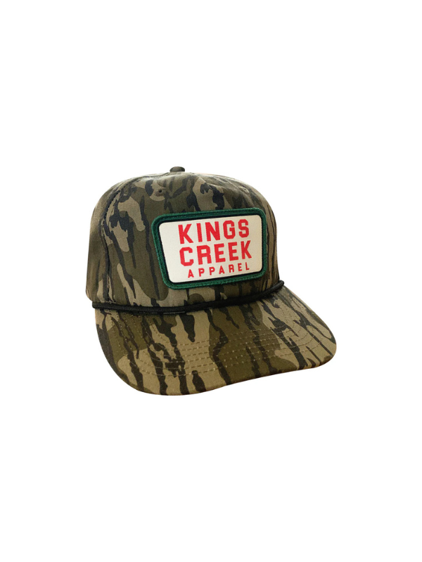 camo hat with kings creek in red letters 