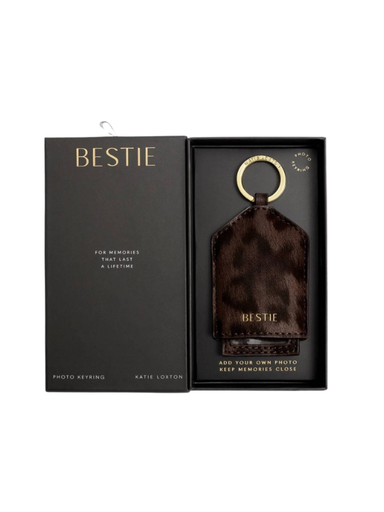 Boxed slide  Photo Keychain in Chocolate Leopard By Katie Loxton