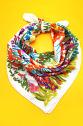 Bright Floral Printed Cotton neck or bag Scarf
