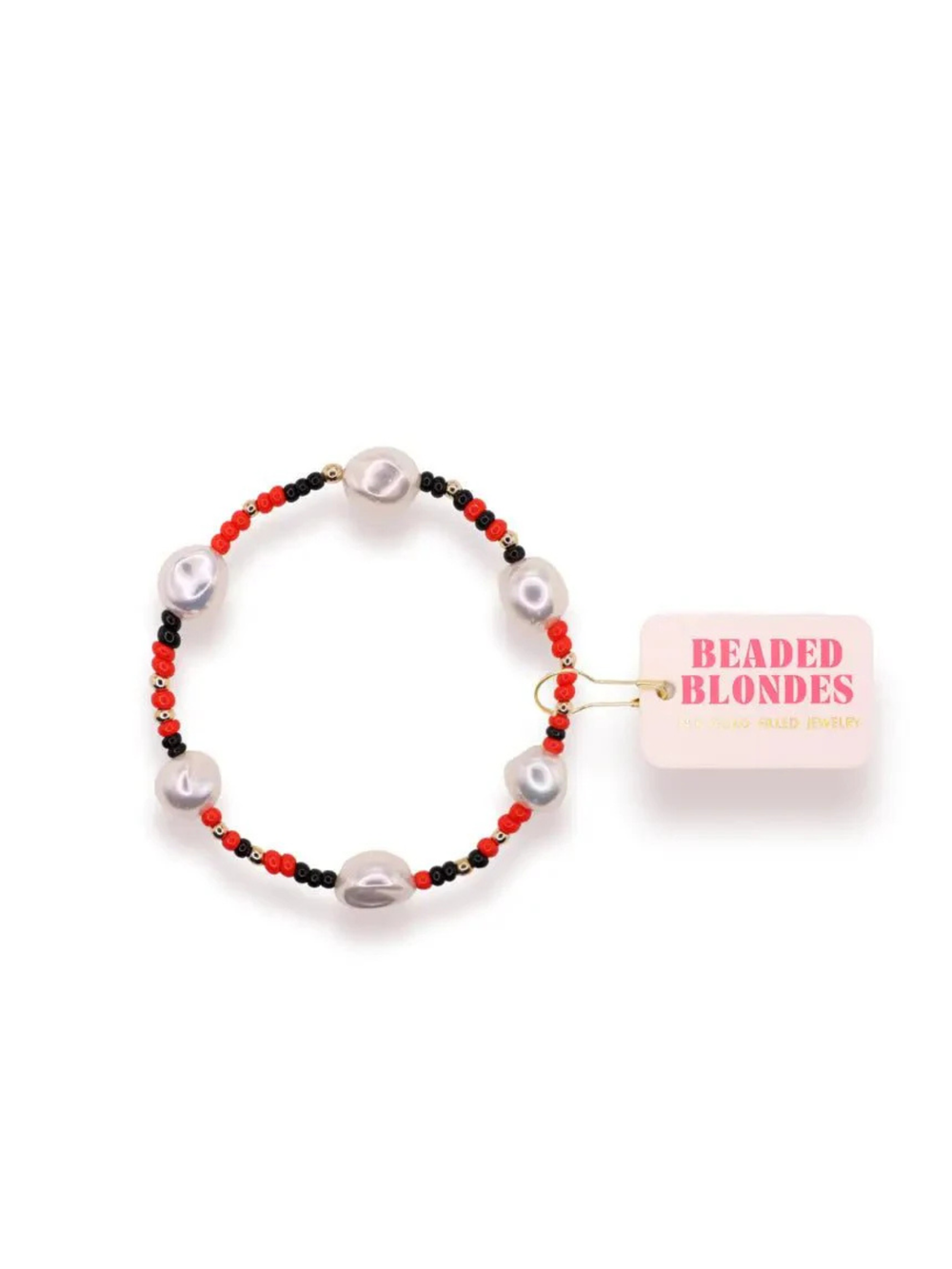red, black and pearl bracelet 