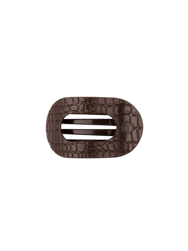 Brown Crocodile Small Flat Round Clip By Teleties