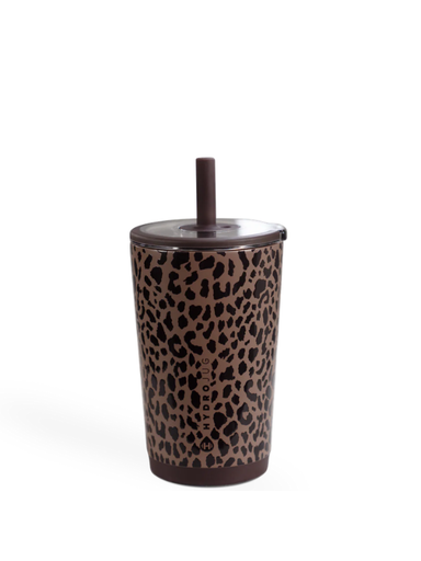 Brown Leopard 14oz Everyday Tumbler by Hydrojug silicone straw