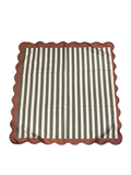 Brown and Olive Scalloped Scarf by Tatum James striped trendy chic