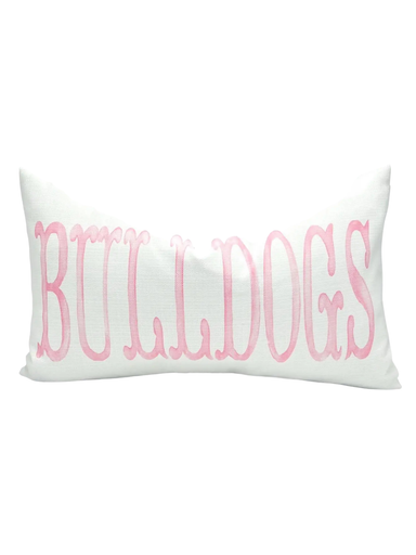 Bulldogs Pink Watercolor Throw Pillow 15x24: Velvet decorative pillow uga university of georgia dawgs