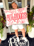 red and black Bulldogs Toile Piped Lumbar Pillow