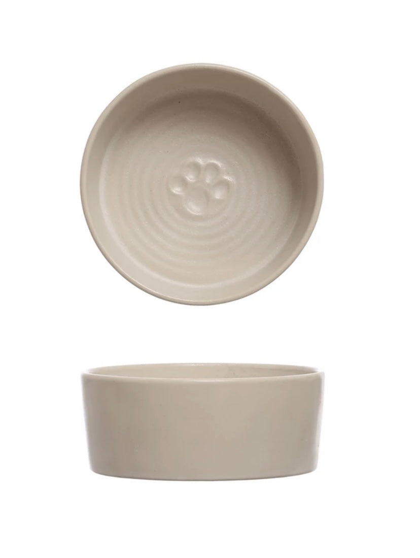 Stoneware Pet Bowl with Paw Print