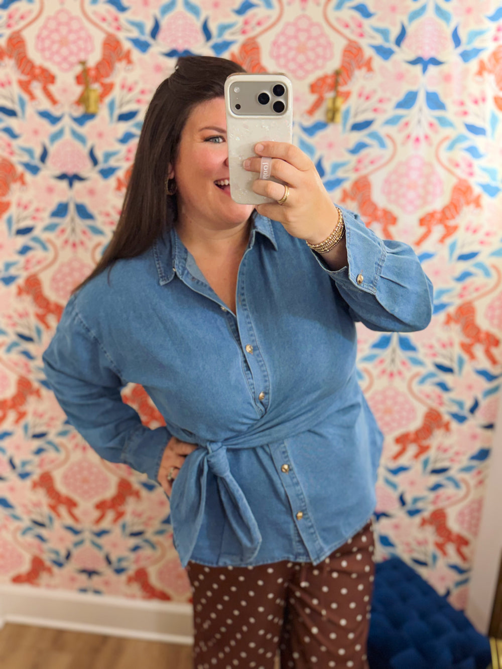 The Ginger Denim Long Sleeve Top (XL-2X)