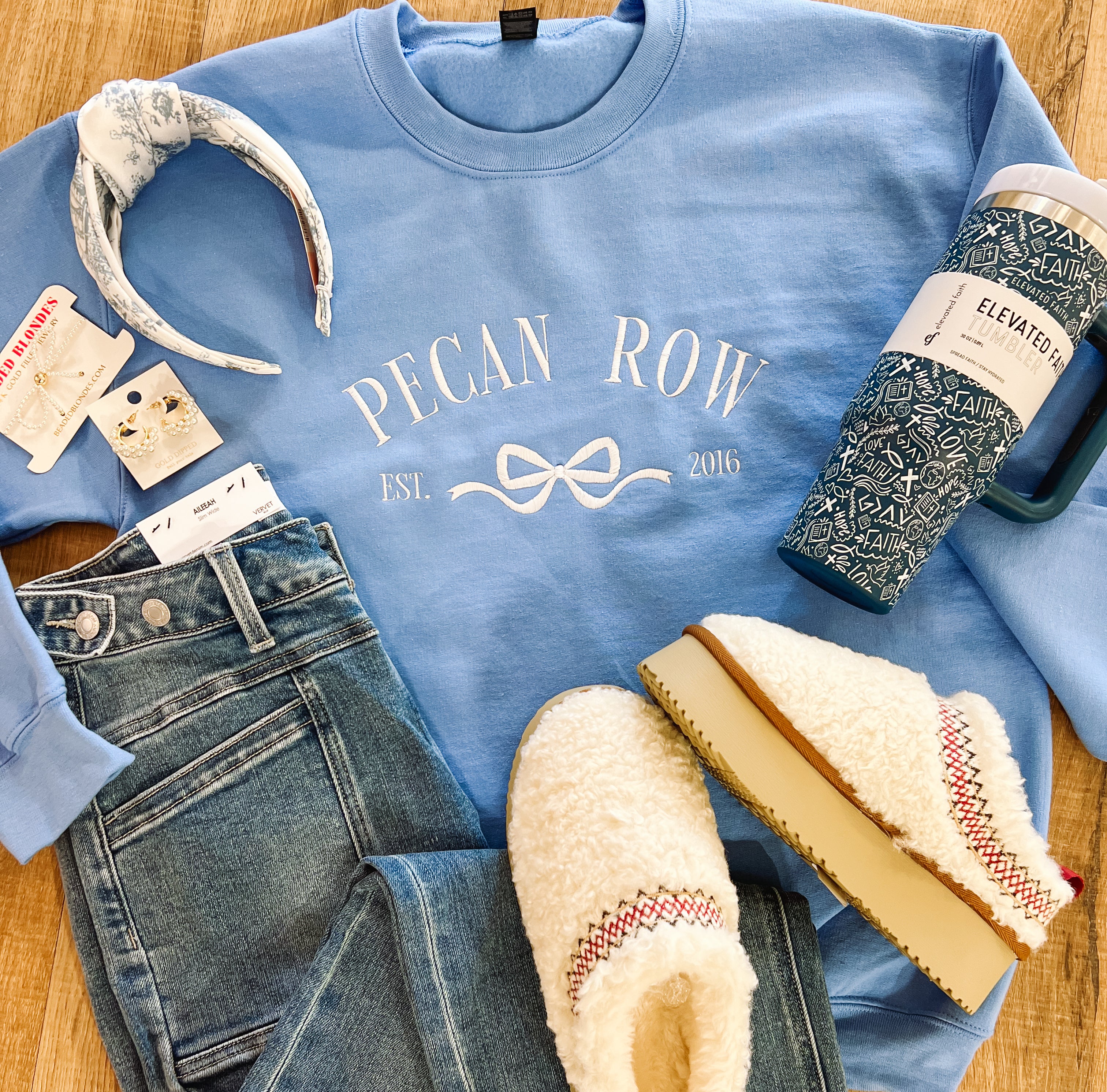 Pecan Row Embroidered Bow Sweatshirt