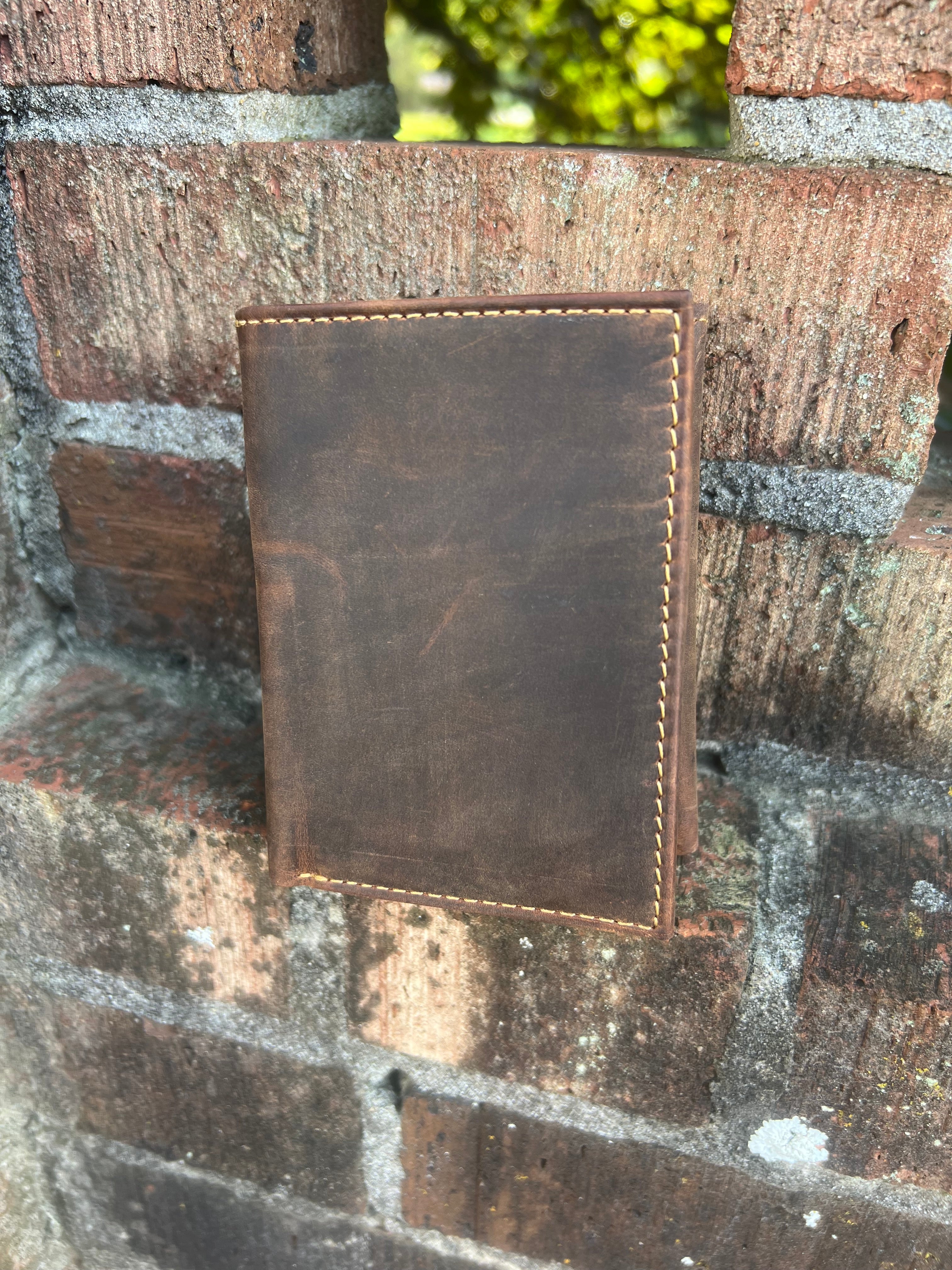 The David Genuine Leather Trifold Wallet in Honey Brown