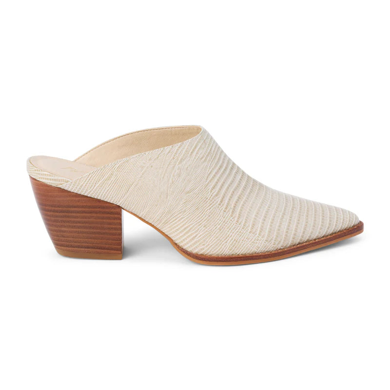 Cammy Pointed Toe Mule in Beige Lizard by Matisse