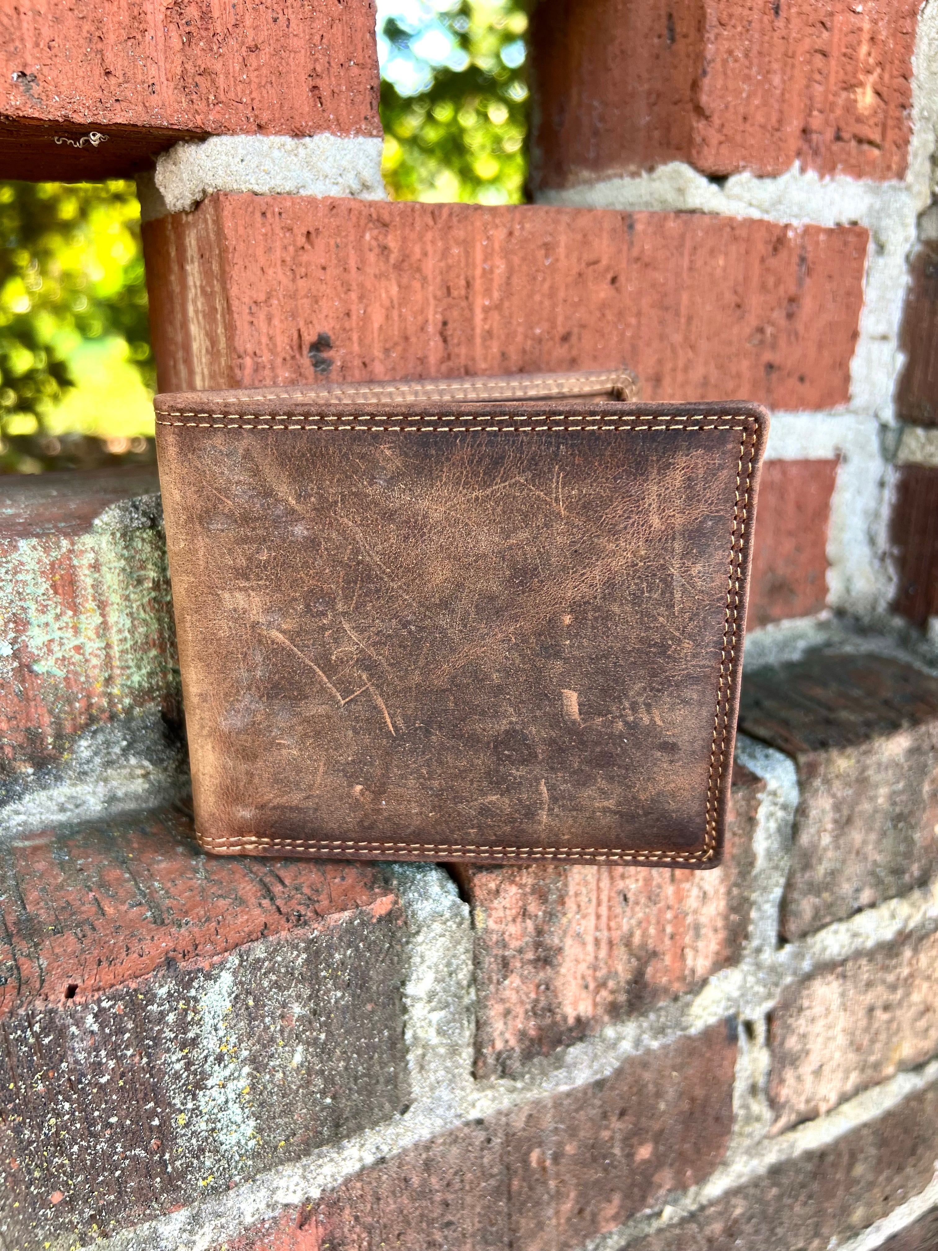 The Henry Genuine Leather Bifold Wallet in Honey Brown