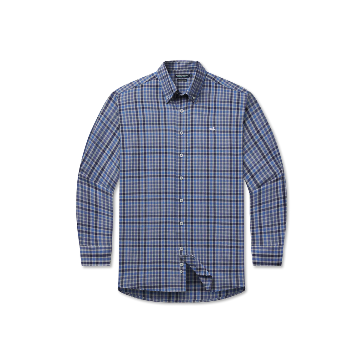 Brantley Performance Dress Shirt in Gray & Blue by Southern Marsh