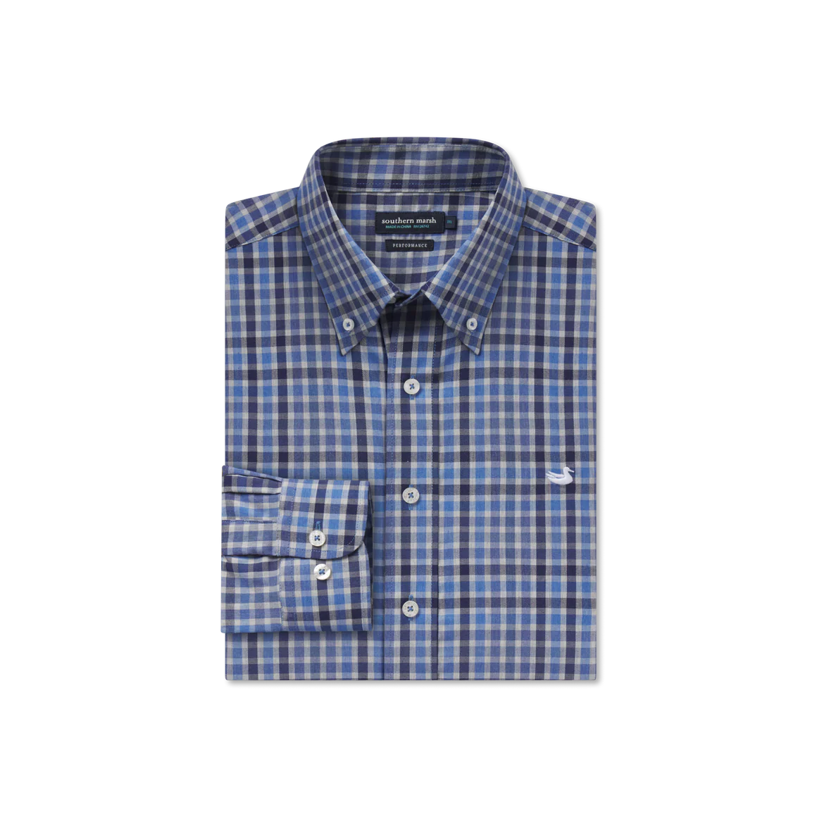 Brantley Performance Dress Shirt in Gray & Blue by Southern Marsh