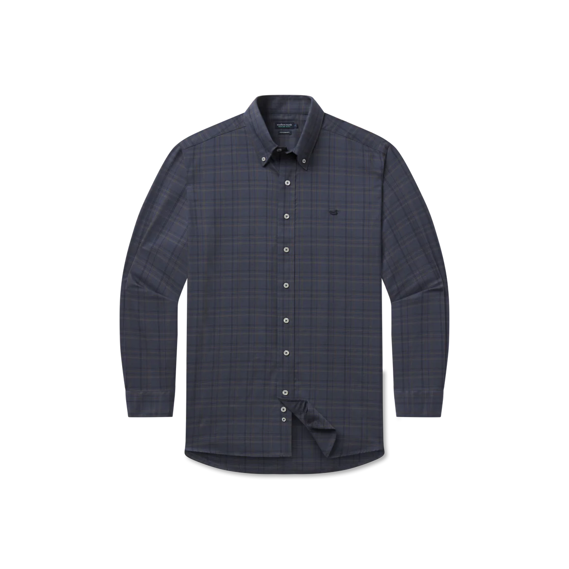 Chatham Lines Performance Dress Shirt in Navy & Stone Brown by Southern Marsh