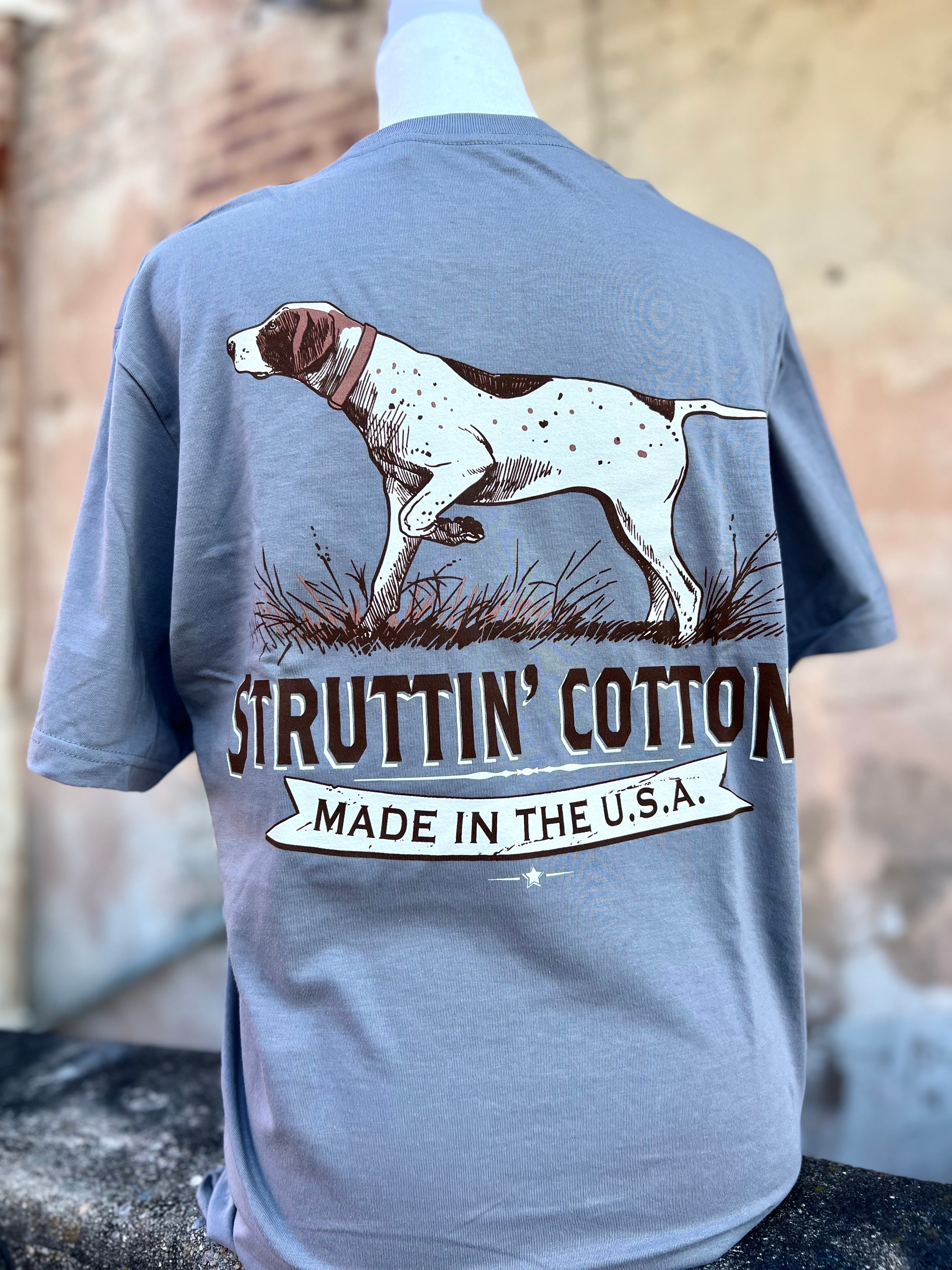 Pointer Tee in Gray by Struttin' Cotton