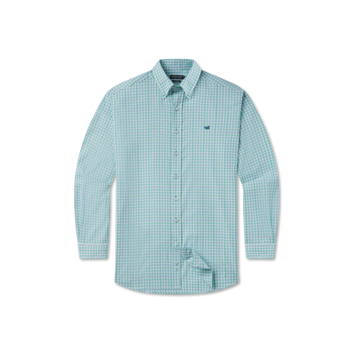 Odessa Performance Dress Shirt in Green & Teal by Southern Marsh