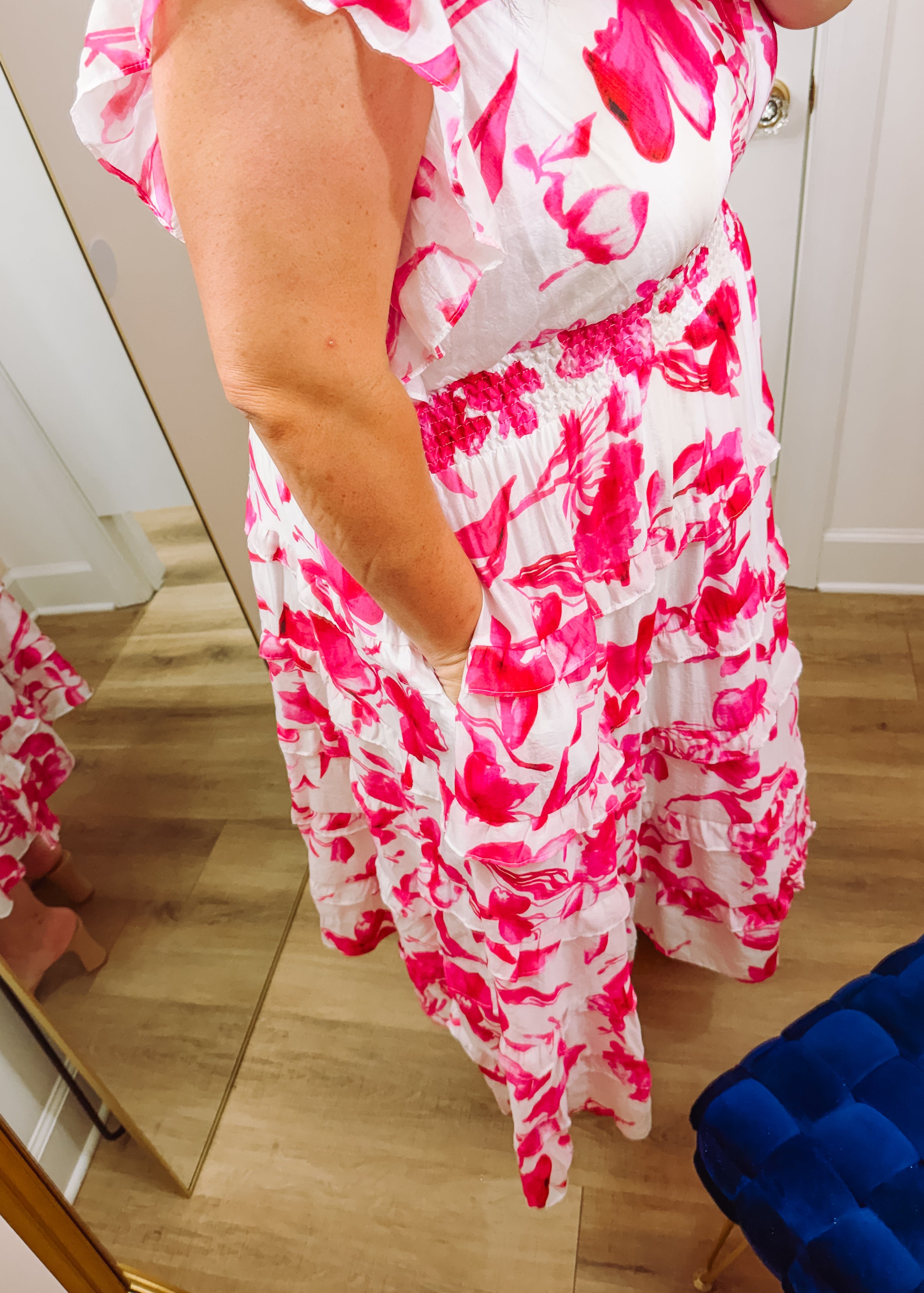 The Peyton Floral Print Pleated Ruffle Dress