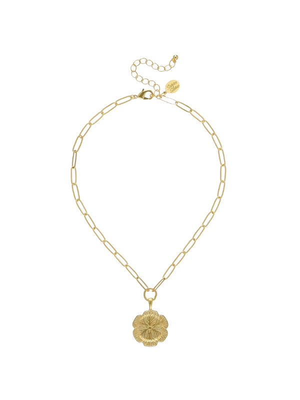 Cabbageware detail paperclip link gold necklace by susan shaw chic