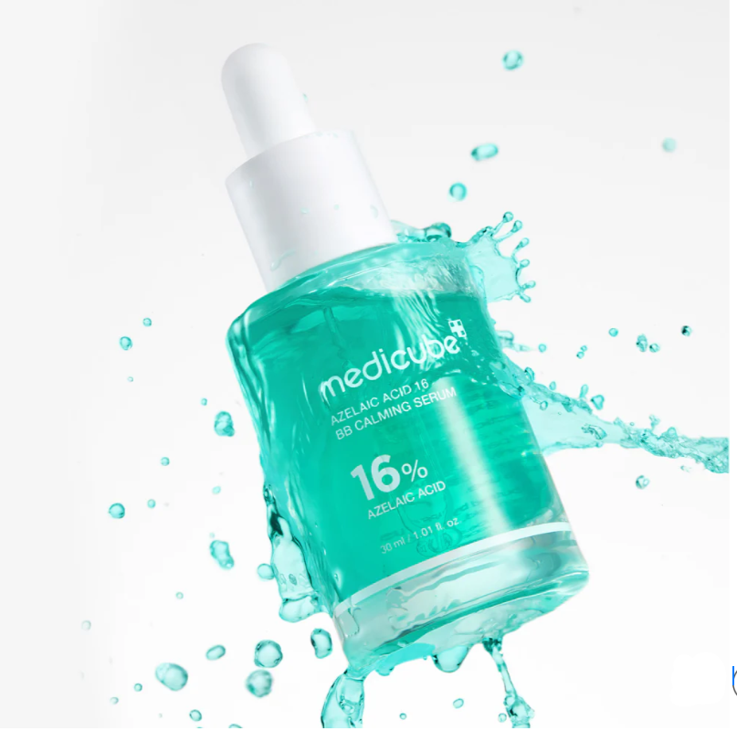 Medicated bottle with dropper labeled 'medicube' on a white background