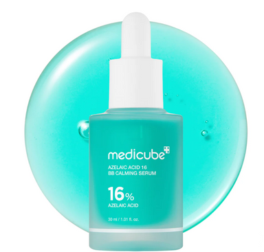 Medicube Azelaic Acid 16% BB Calming Serum bottle with dropper on a white background