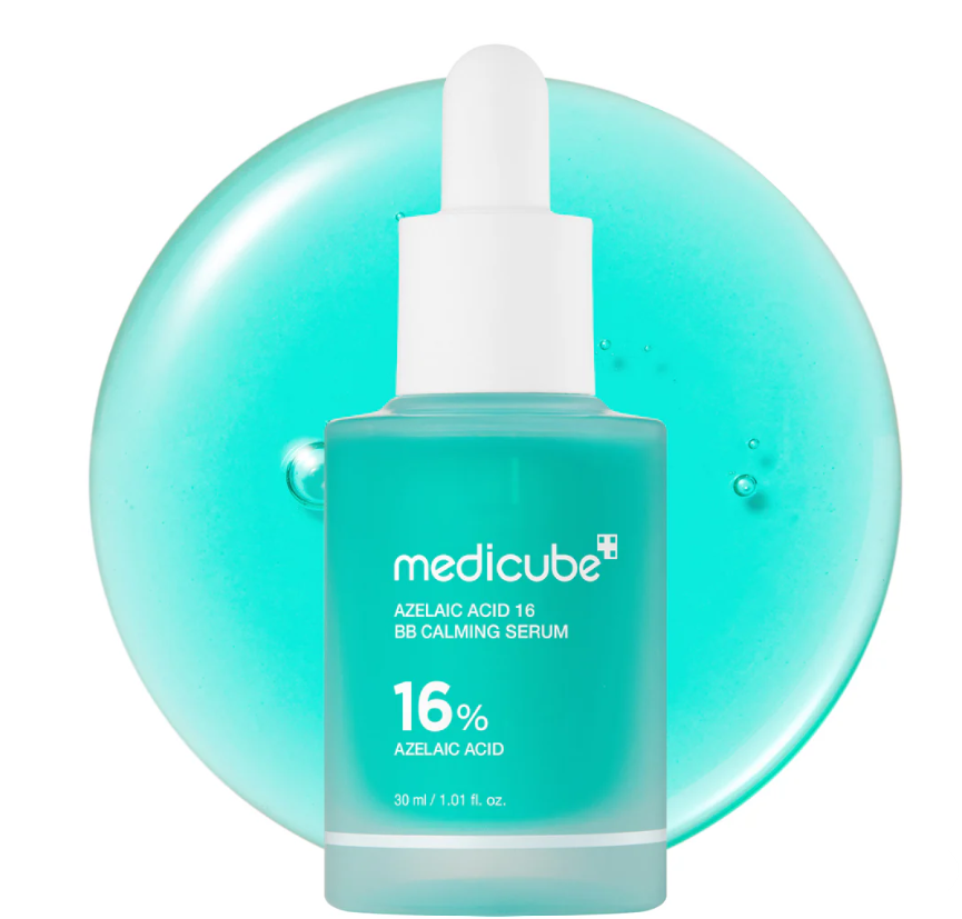 Medicube Azelaic Acid 16% BB Calming Serum bottle with dropper on a white background