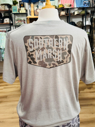 Camo Shield-SEAWASH Branding Tee in Light Gray by Southern Marsh co