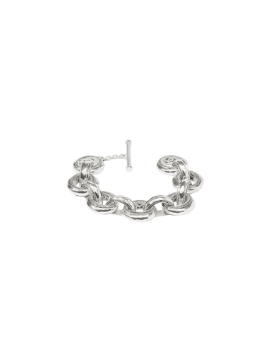 hammered thick link toggle bracelet