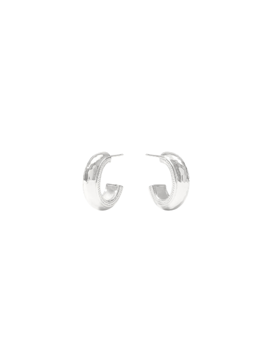 thick hammered silver hoop
