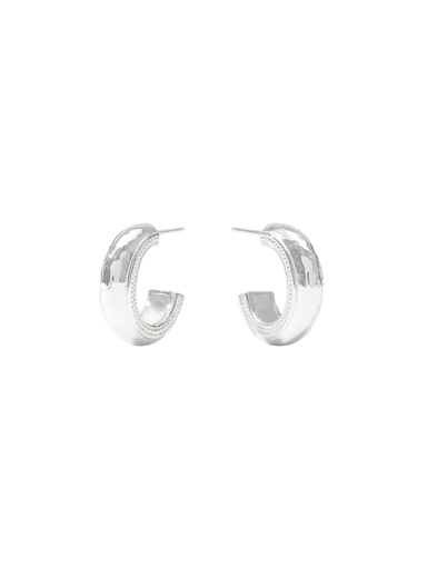 thick silver hammered hoops