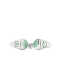 silver hinged cuff with green stones