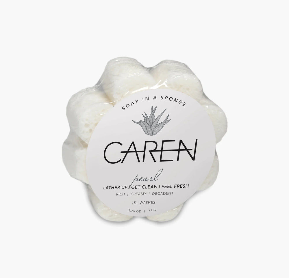 Caren Pearl Soap in a Sponge gift soap shower flower