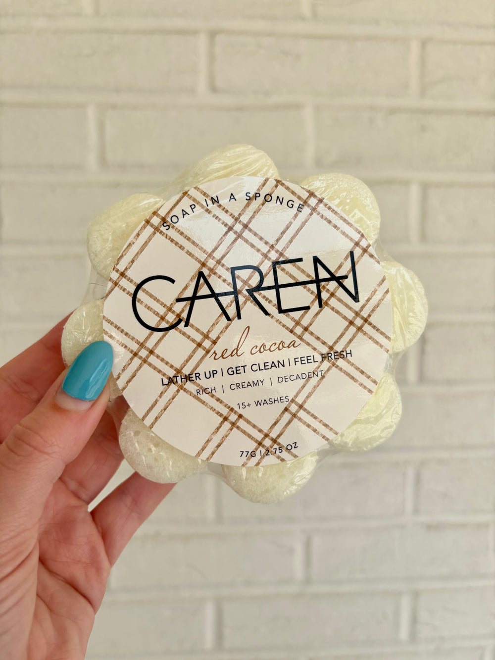 Caren Red Cocoa Soap in a Sponge