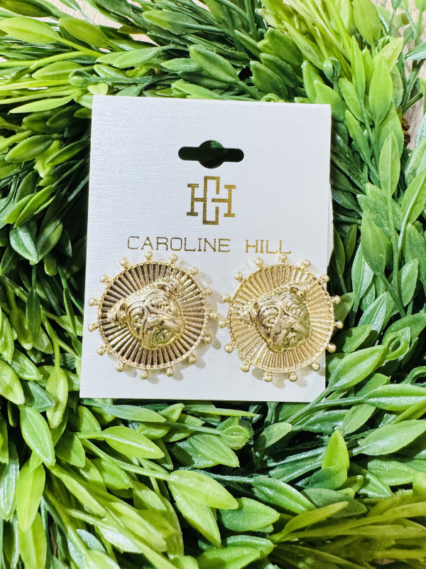 gold bulldog coin earrings