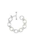 Silver hammered link toggle bracelet