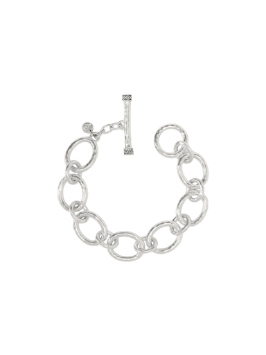 Silver hammered link toggle bracelet