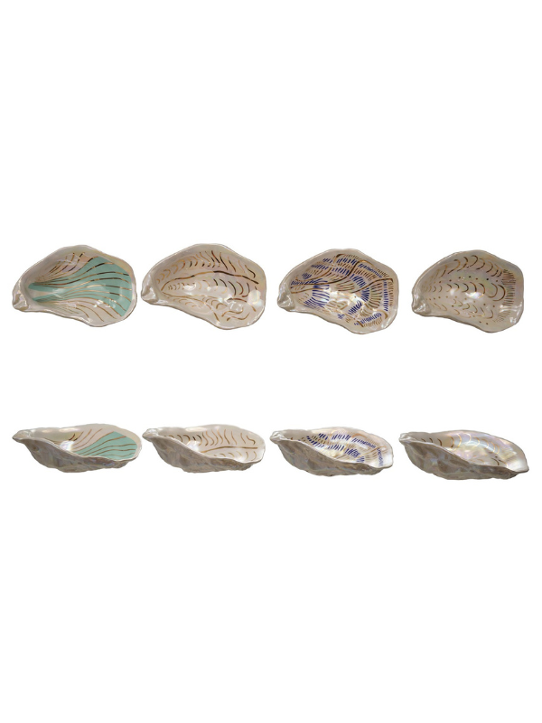 Ceramic oyster dish with different patterns 