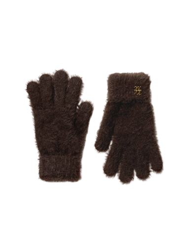 Fuzzy Chocolate Soft Knitted Gloves In Gift Box By Katie Loxton